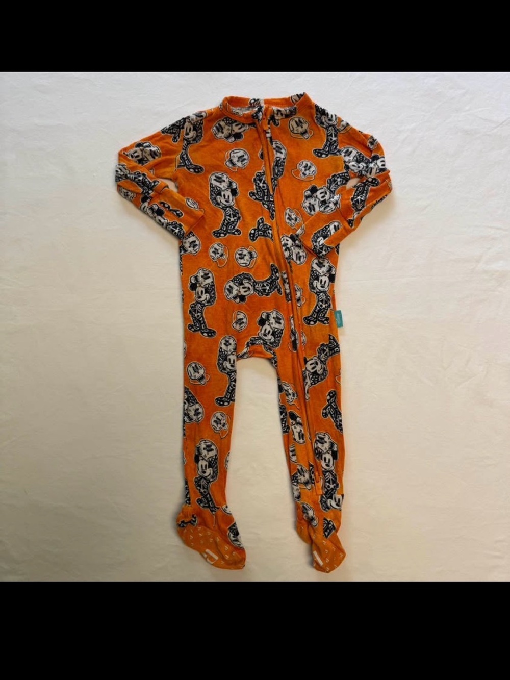 Posh Peanut 3-6 Months Disney Skeleton Mickey Mouse Halloween Bamboo Pajama GUC